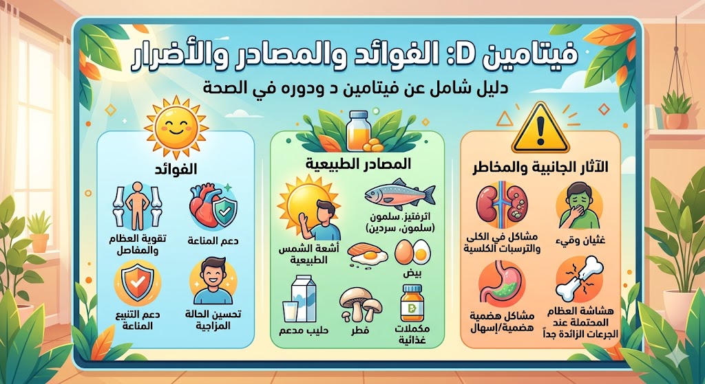 فيتامين d الفوائد والمصادر والأضرار