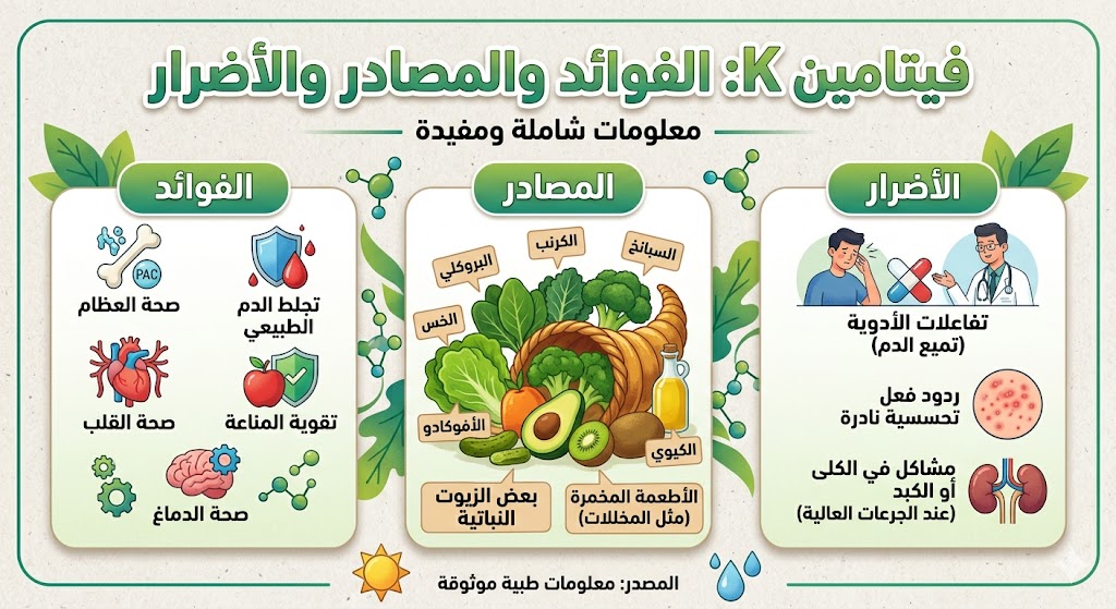 فيتامين k الفوائد والمصادر والأضرار