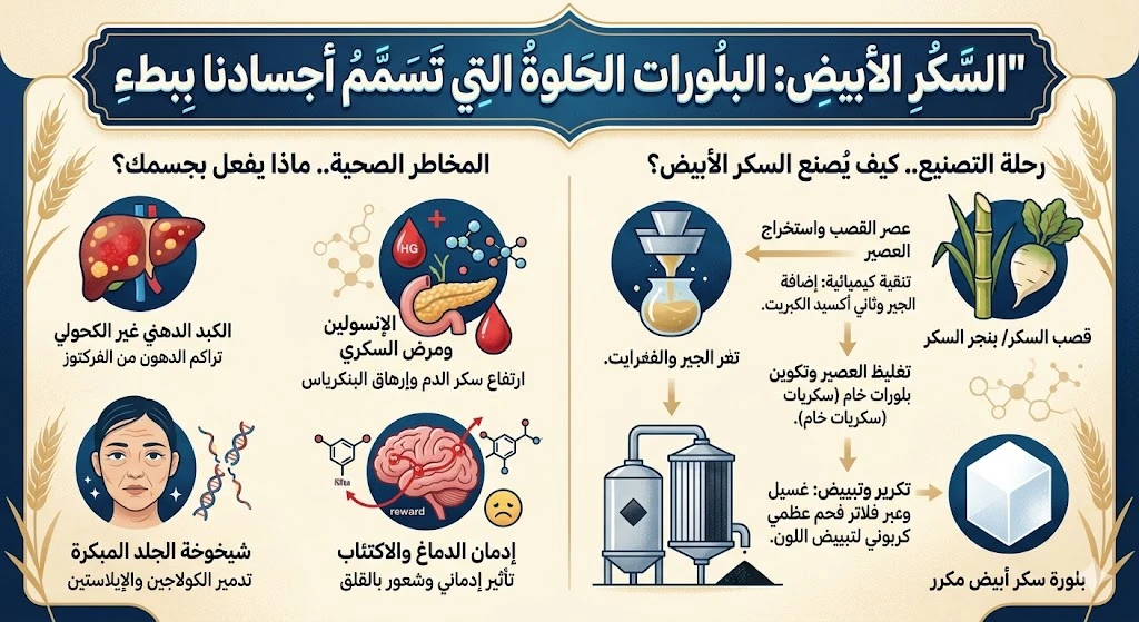 السكر الأبيض  البلورات الحلوة التي تسمم أجسادنا ببطء